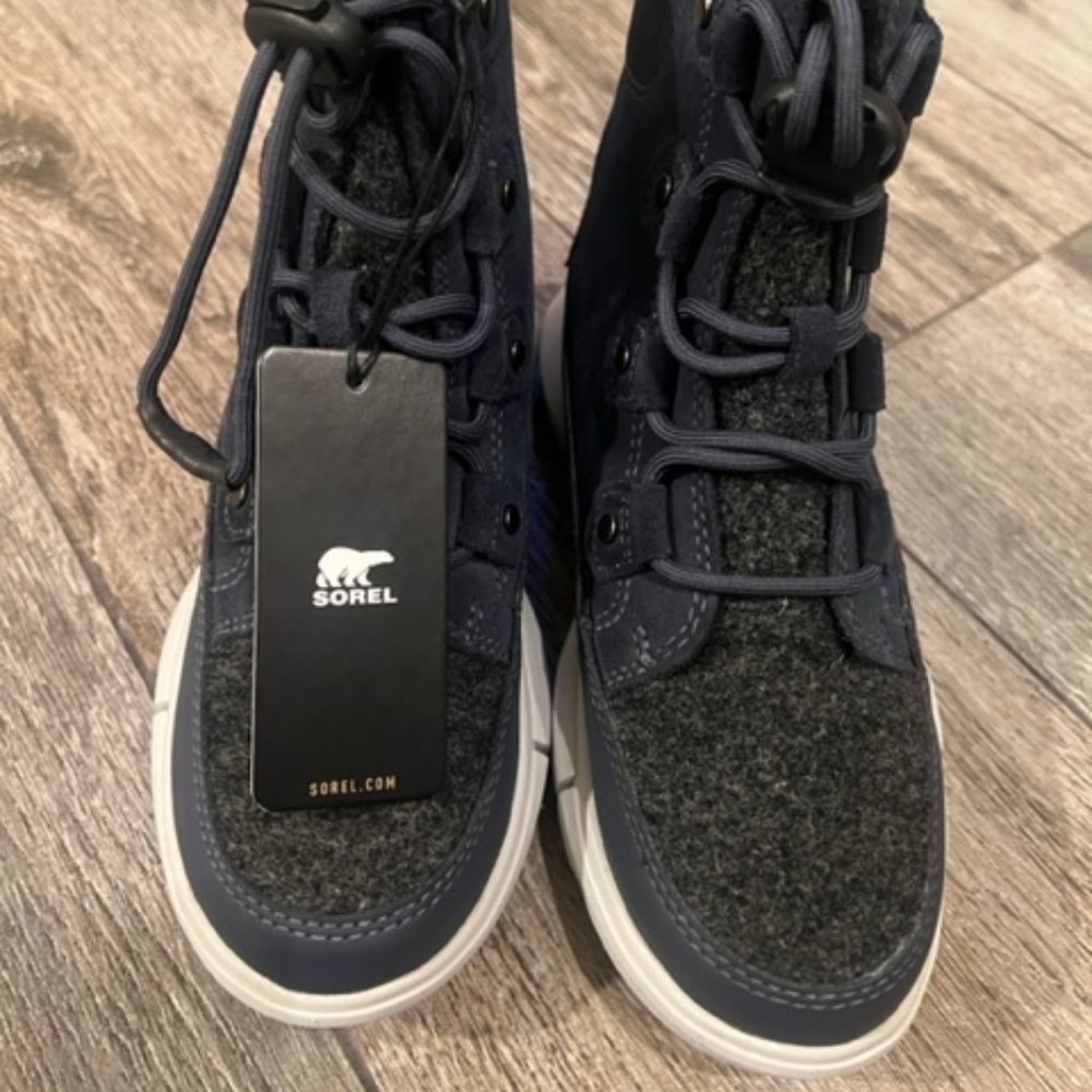 SOREL Kids' Explorer Waterproof Lace-Up Boot India Ink/Moonstone navy blue US 1